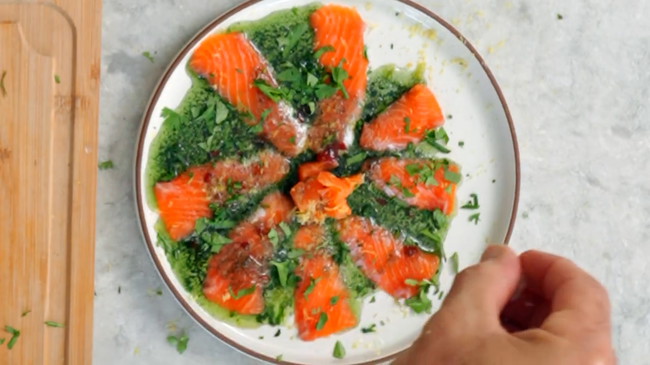 Image of Spirulina-Infused Crudo with Seatopia Steelhead Trout