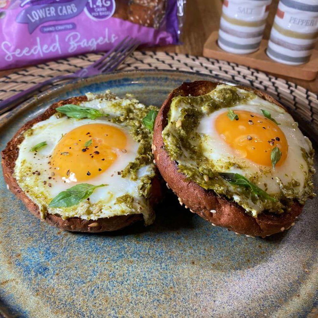 Image of Low Carb Bagels With Pesto Eggs Recipe