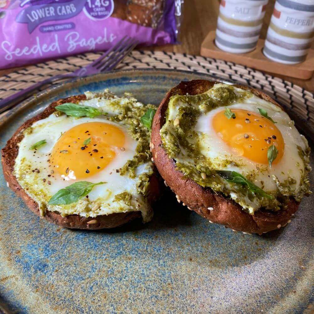 Low Carb Bagels With Pesto Eggs Recipe