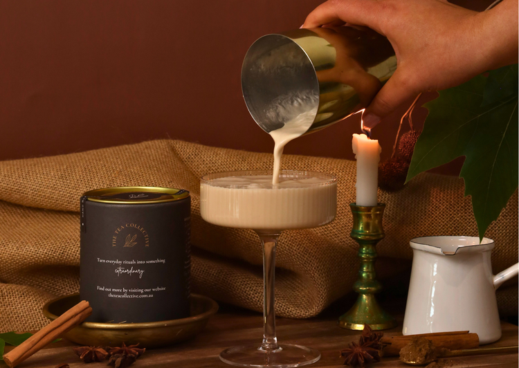 Image of Strain the mixture into a flat champagne glass or elegant glass of your choice, allowing the frothy top to form.