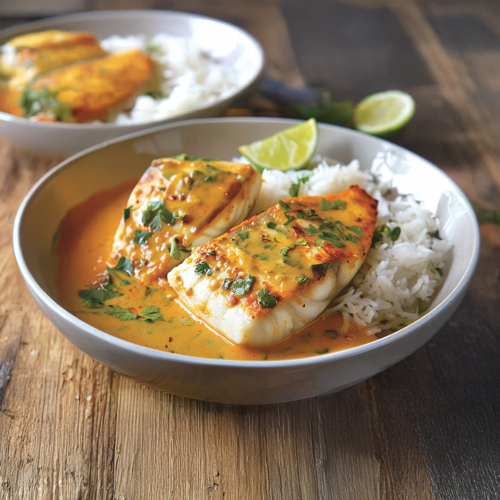 Tropical Grouper with Spicy Coconut-Ginger Sauce