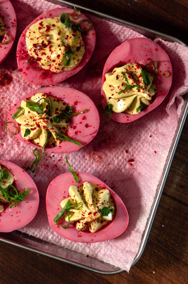 Purple Haze Spicy Deviled Eggs