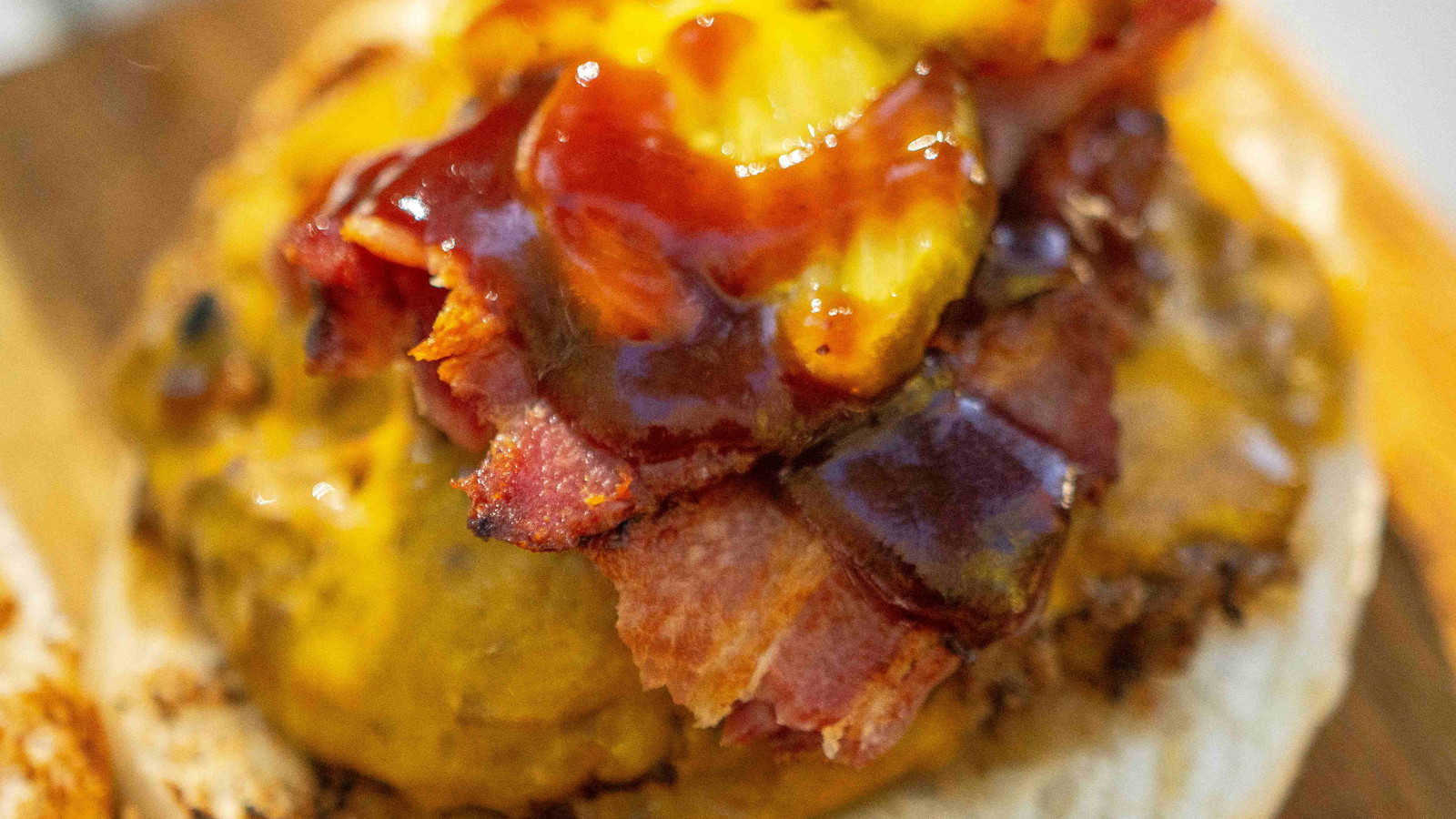 Image of Bacon Cheddar BBQ Pretzel Burger