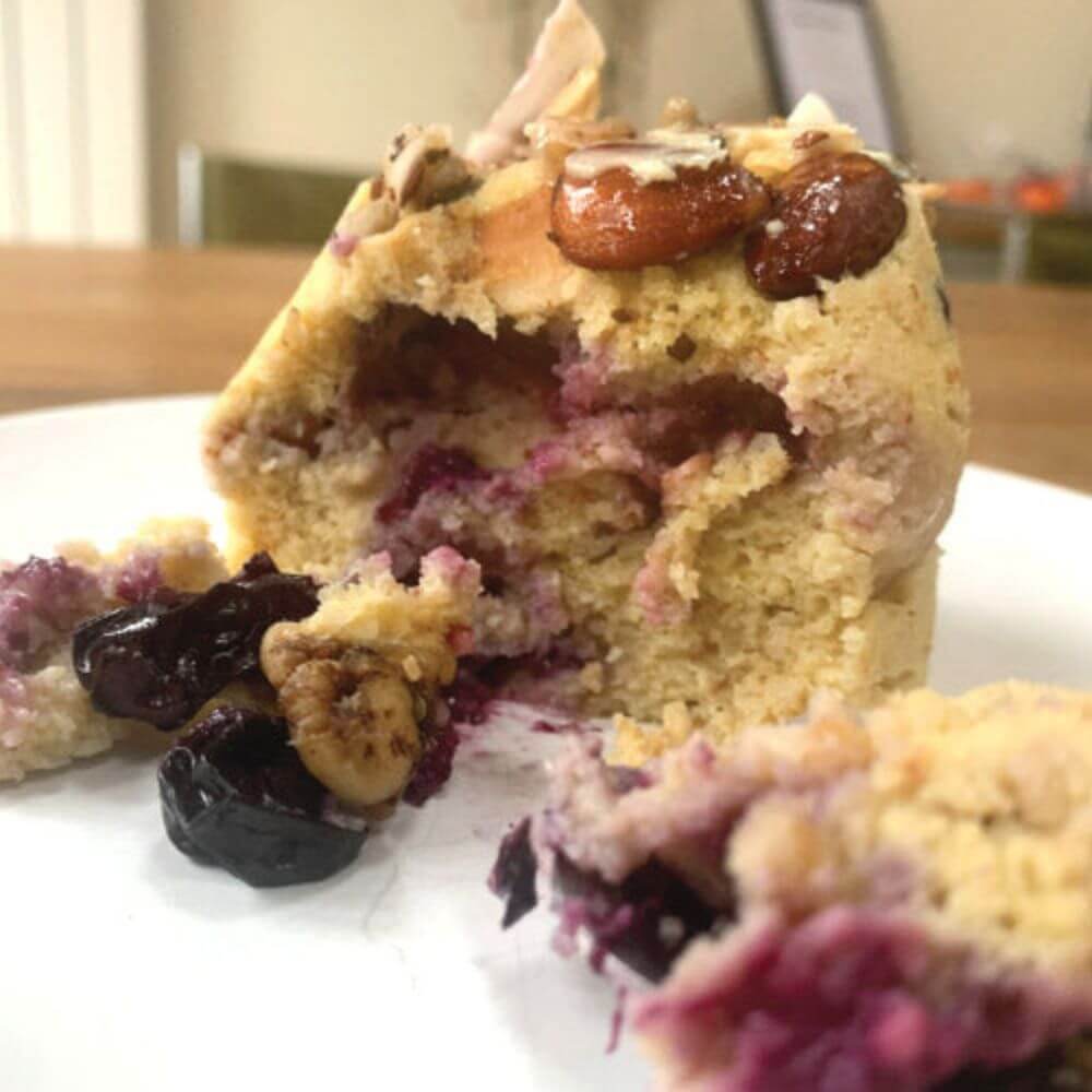 Low Carb Mug Cake With Blueberries And Granola Recipe