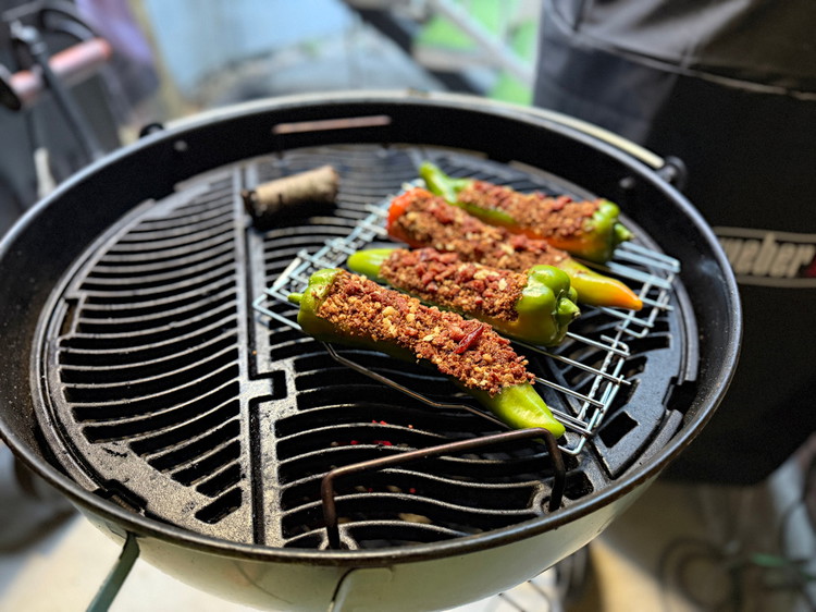 Image of For a hit of smoke, cook on your smoker at 200C until the skin starts to soften and they start to darken in colour 