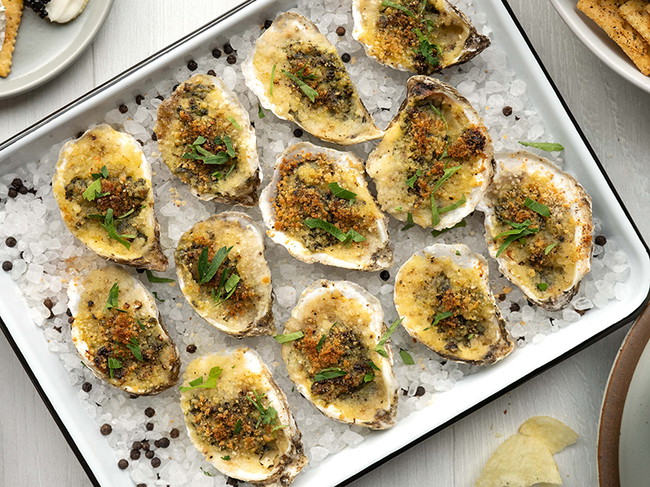 Image of Caesar Salad Baked Oysters Recipe