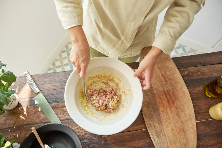 Image of Add the diced beef to the mixture and toss gently...