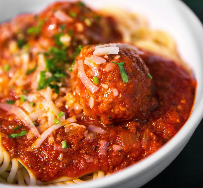 Bowl of pasta with red healthy sauce