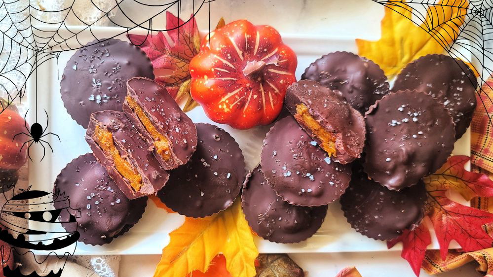 Image of Halloween delights: Chocolate butter protein cups