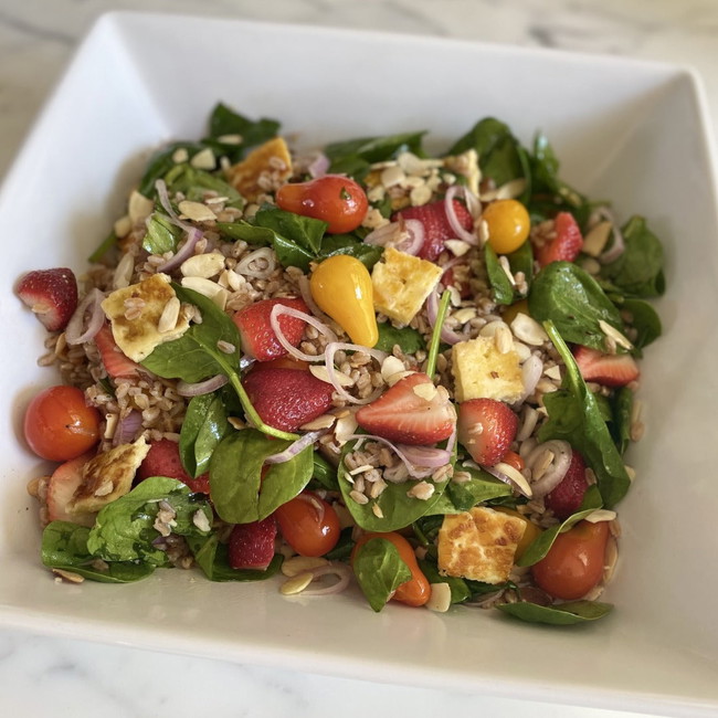 Image of Spring Recipe: Halloumi, Strawberry & Spinach Salad