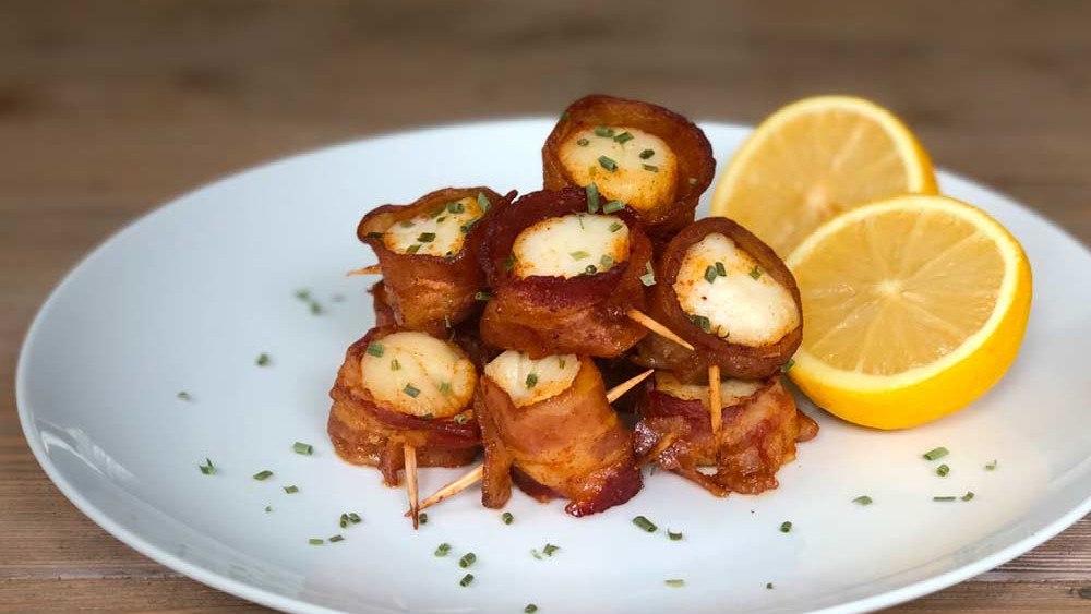 Image of Scallops Wrapped in Curried Bacon