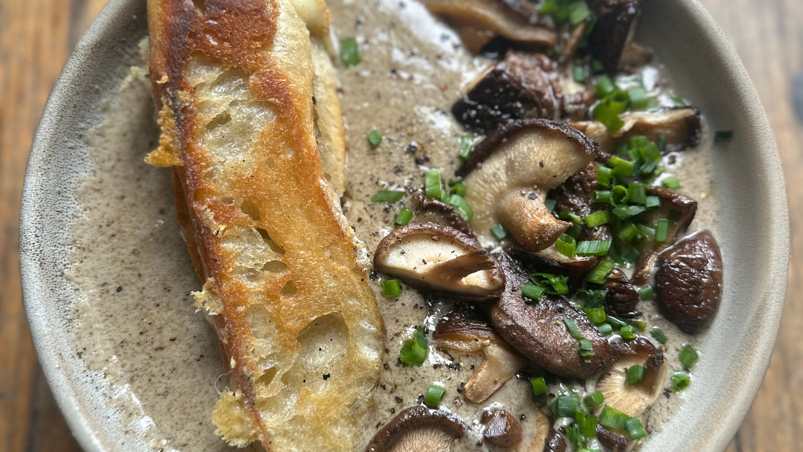 Image of Smoked Mushroom Soup with Gruyere Grilled Cheese