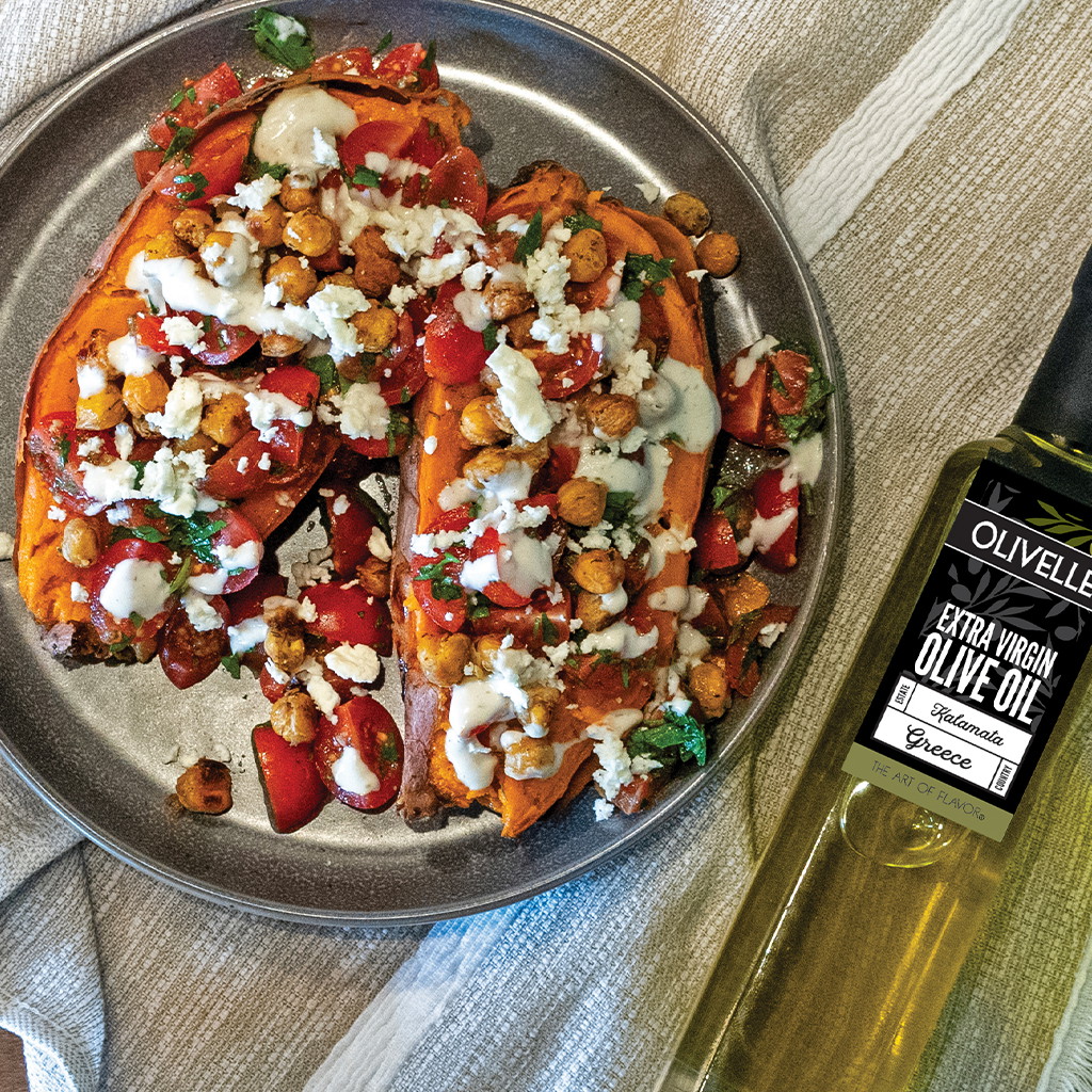 Mediterranean Stuffed Sweet Potatoes