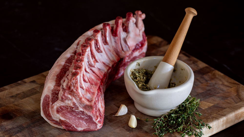 Herb & Garlic Crusted Bone-in Rack of Pork