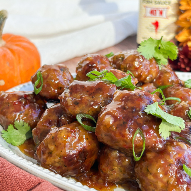 Image of Fish Sauce Glazed Cocktail Meatballs