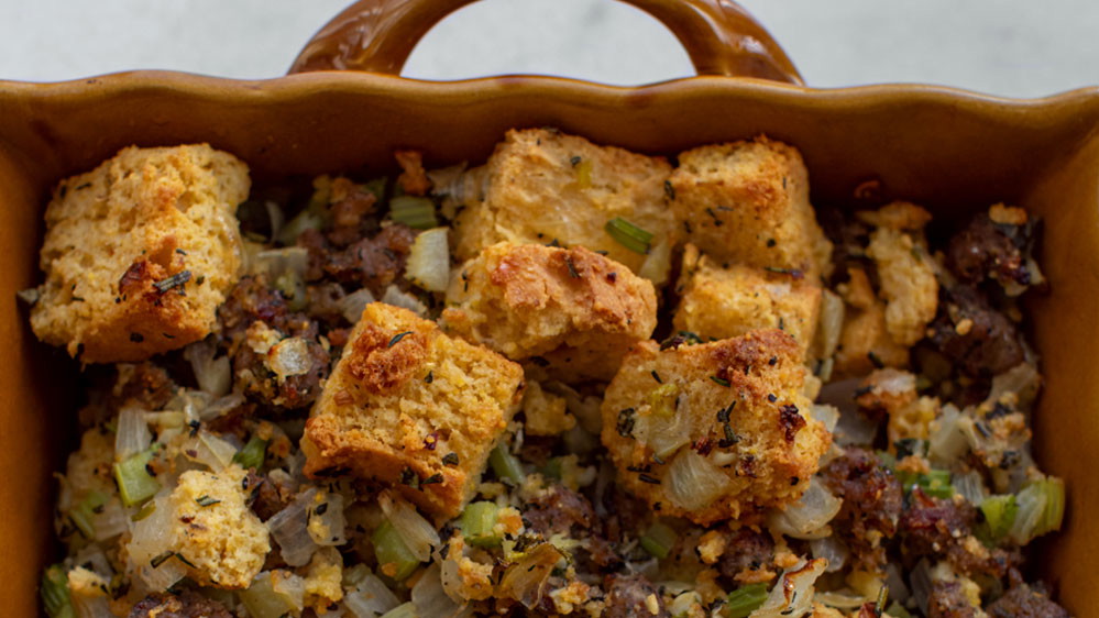 Image of Bacon Bratwurst Cornbread Stuffing 