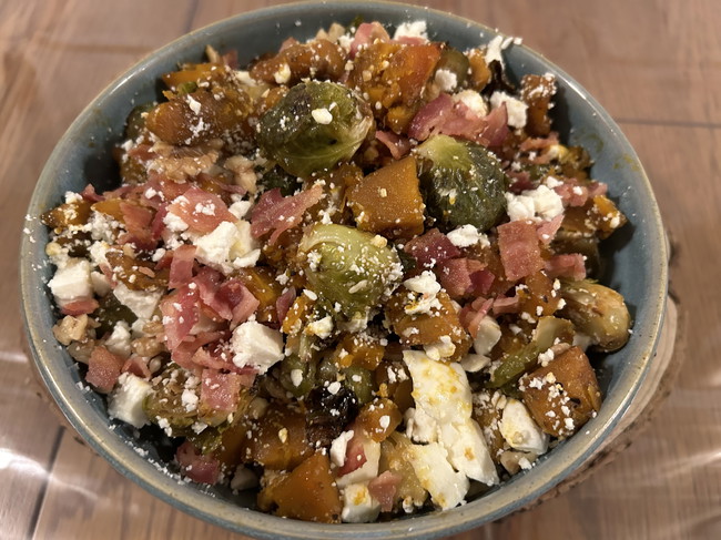 Image of Maple-Glazed Brussels Sprouts and Butternut Squash Salad