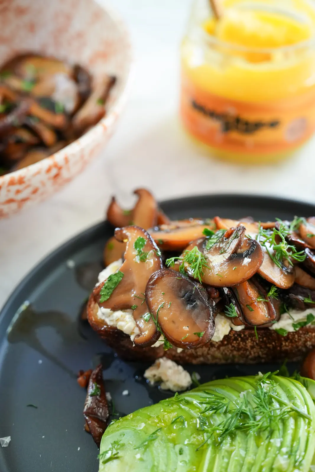 Ghee Sauteed Herby Mushrooms with Whipped Fetta on Toast
