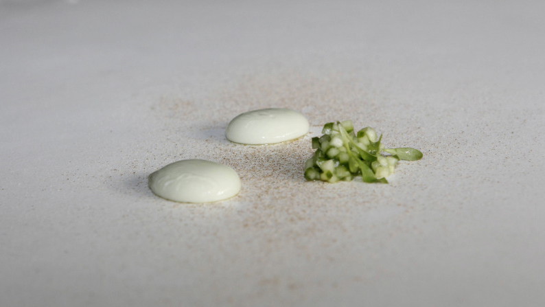 Image of Cucumber Yoghurt Spheres (Using Reverse Spherification)