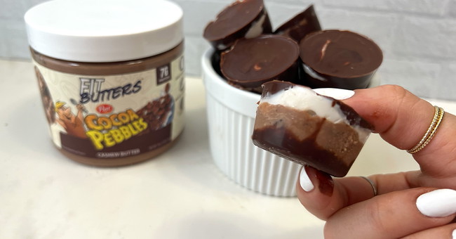 Image of Layered Cocoa PEBBLES™ Fit Butter Cups