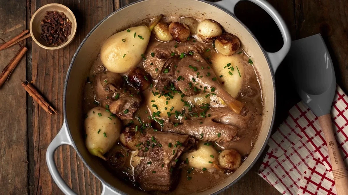 Canard mijoté aux poires