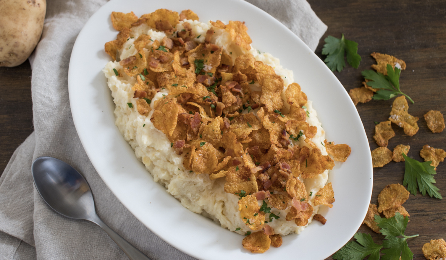 Image of Herb Mashed Potatoes with Crispy Bacon Topping