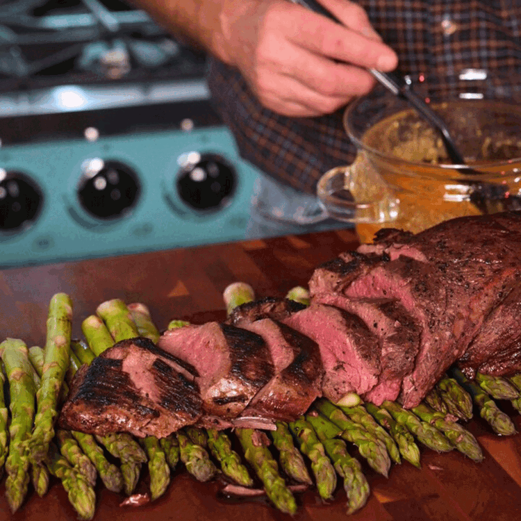 Image of Slice tenderloin and serve with béarnaise sauce and your favorite sides.