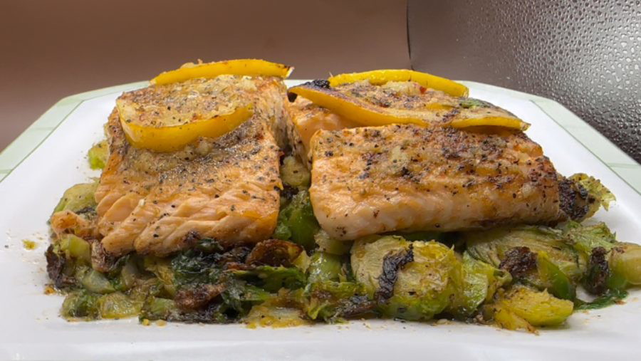 Image of Big Poppa's Desert Gold Salmon and Brussels Sprouts