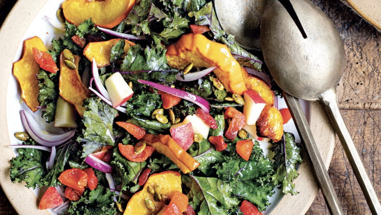 Image of Kale & Roasted Squash Salad with Maple Vinaigrette