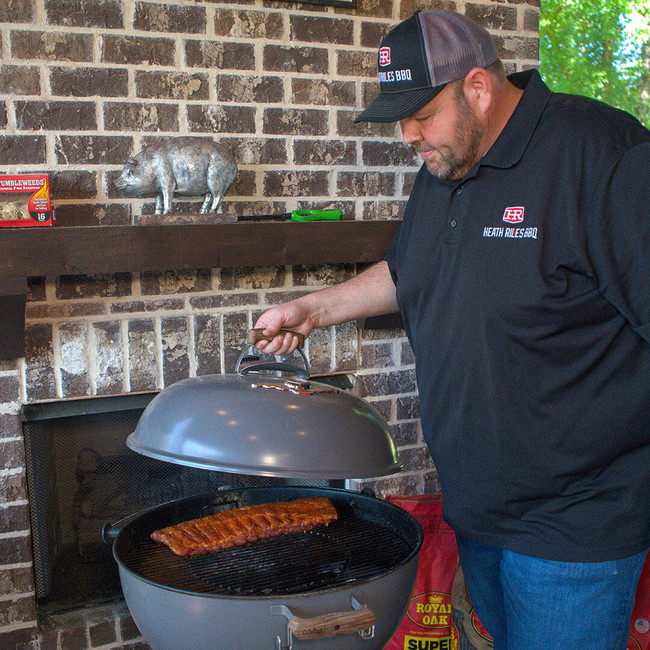 Heath with Ribs on the charcoal grill