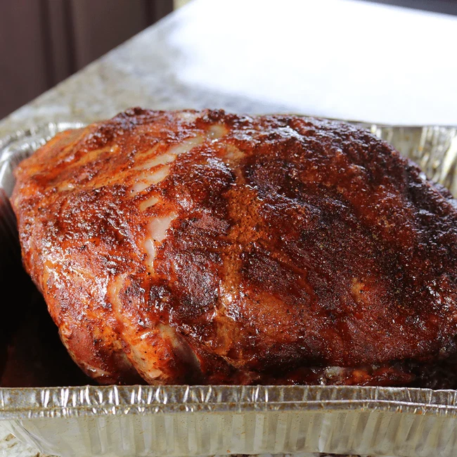 Boston Pork Butt in aluminum pan