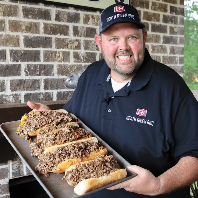 Heath Riles with Philly Cheesesteaks