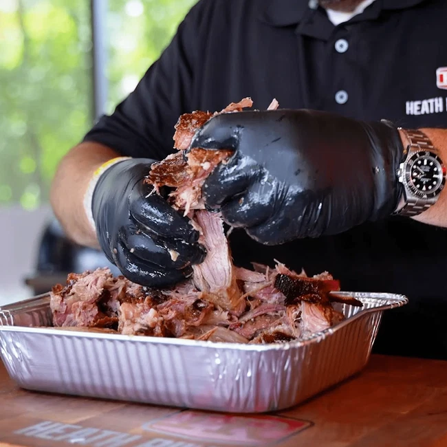 Tender brisket in an aluminum pan