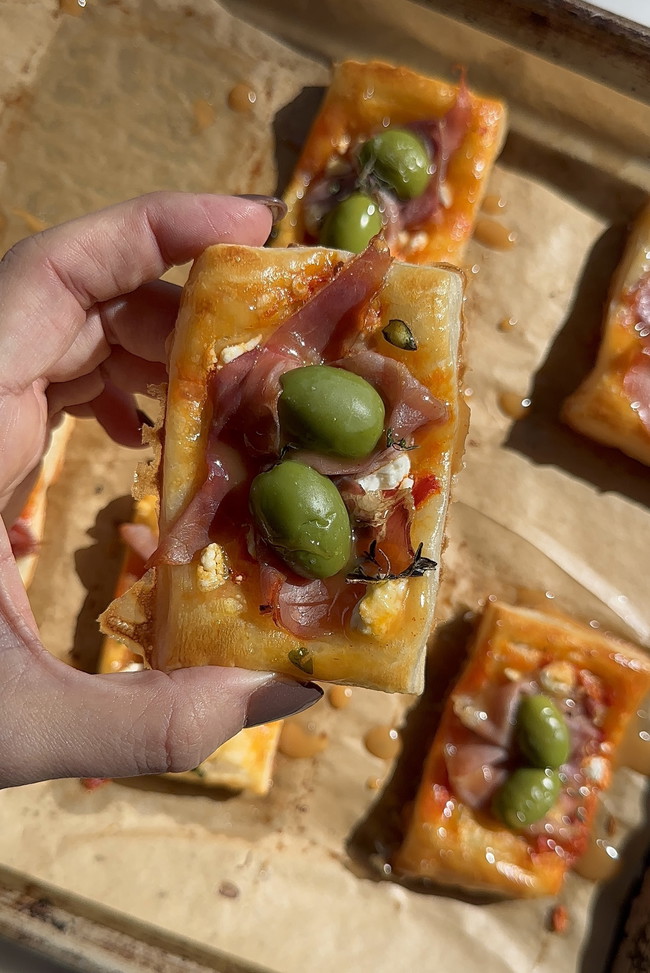 Image of Calabrian Chili and Goat Cheese Puff Pastry Bites