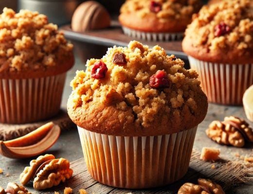 Image of Banana Muffins with Red Walnut-Banana Crumble