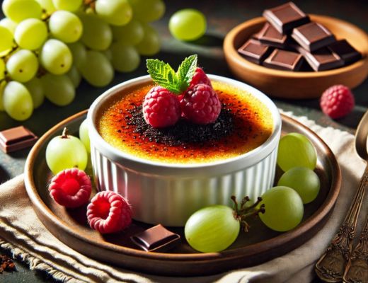 Image of Cotton Candy® Grape Crème Brûlée with Chocolate Raspberry Crouton