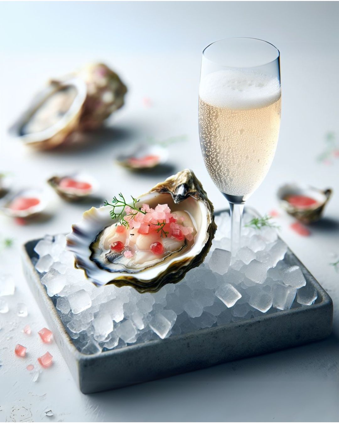 Østers med vinaigrette af rosébalsamico