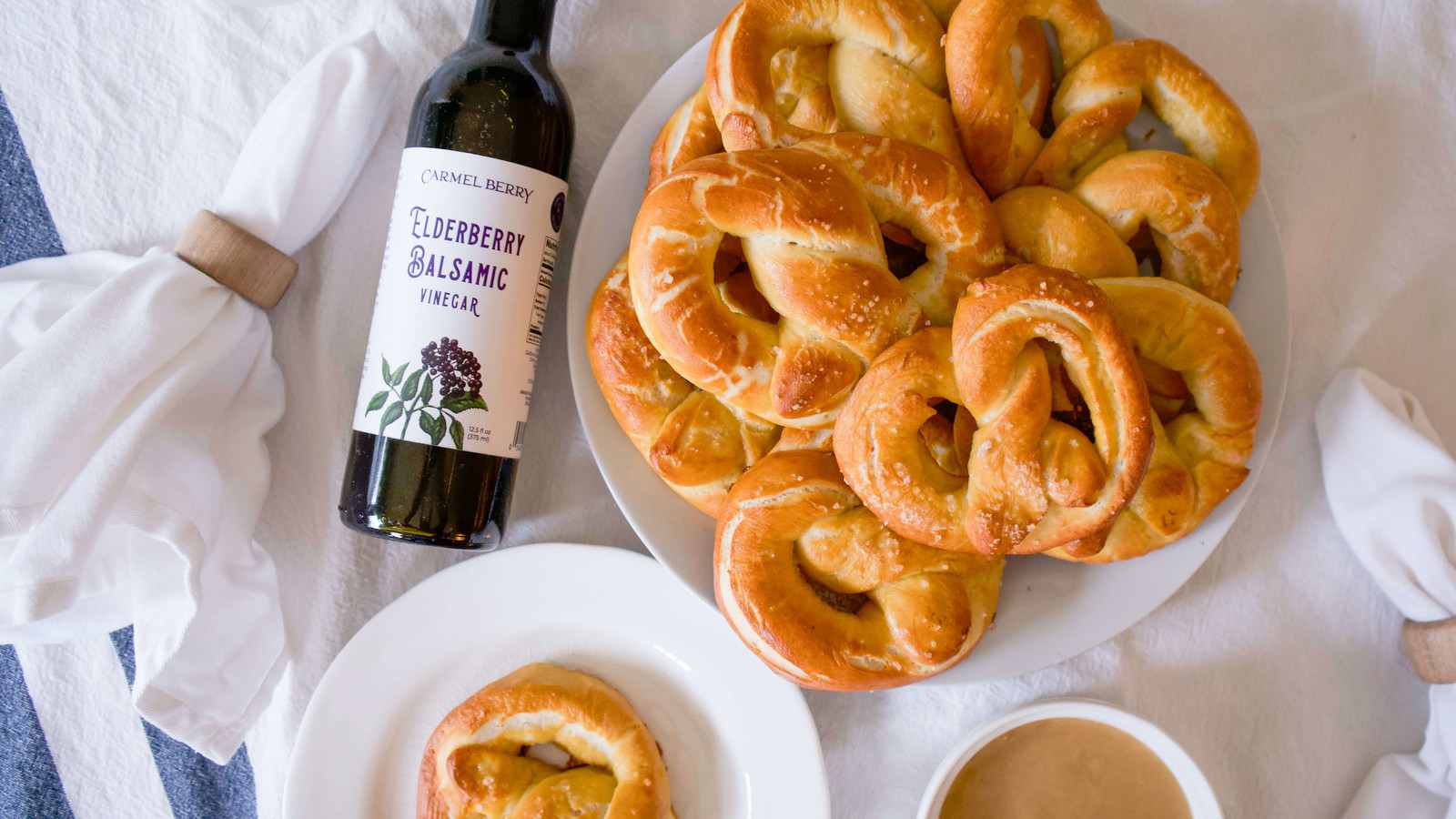 Image of Homemade Pretzels with Elderberry Balsamic Cheesy Dip