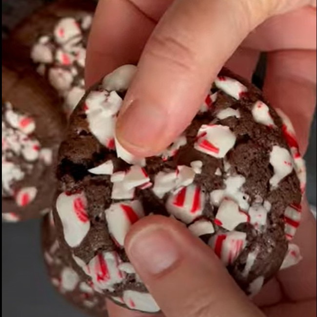 Freshly baked peppermint double chocolate chip cookies.