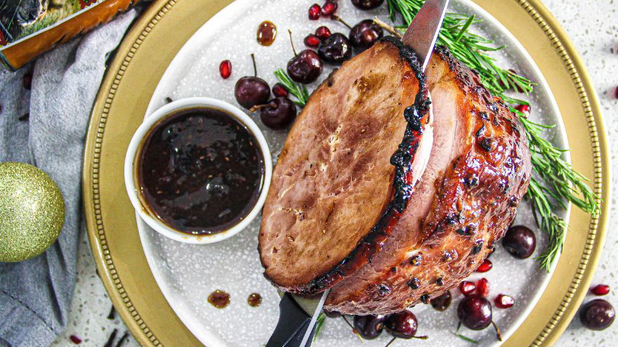 Image of Cherry Bourbon Glazed Christmas Ham