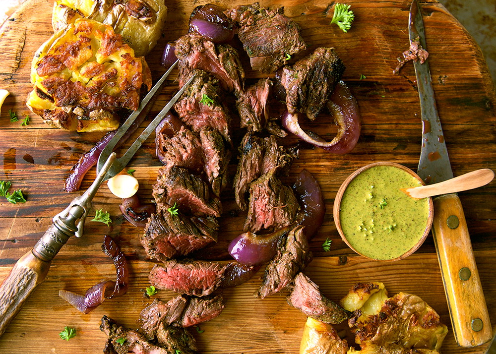 Bison Steaks with Chimichurri Sauce