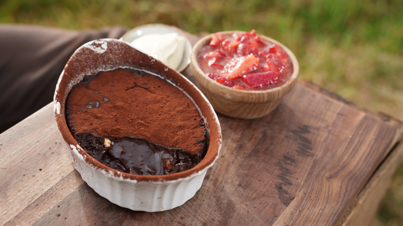 Image of Hazelnut Chocolate Self-Saucing Pudding with Berries