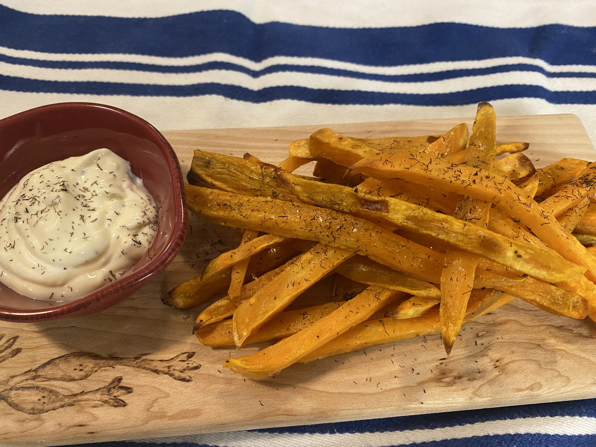 Baked Sweet Potato Fries with Truffle Seaweed Aioli Recipe