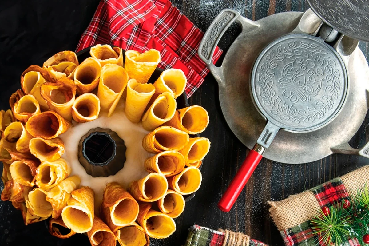 Wie man traditionelle norwegische Krumkake macht