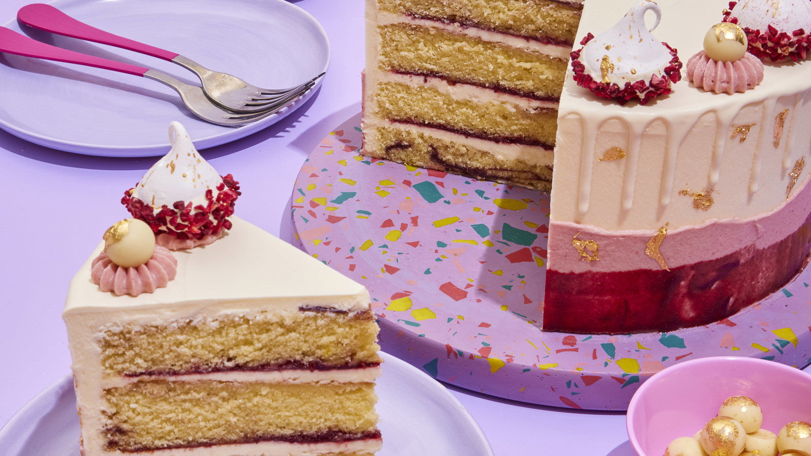 Image of Layered Raspberry White Chocolate Cake