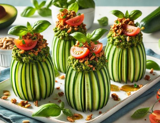 Image of Tropical Avocado-Basil Pesto Stuffed Cucumber Cups