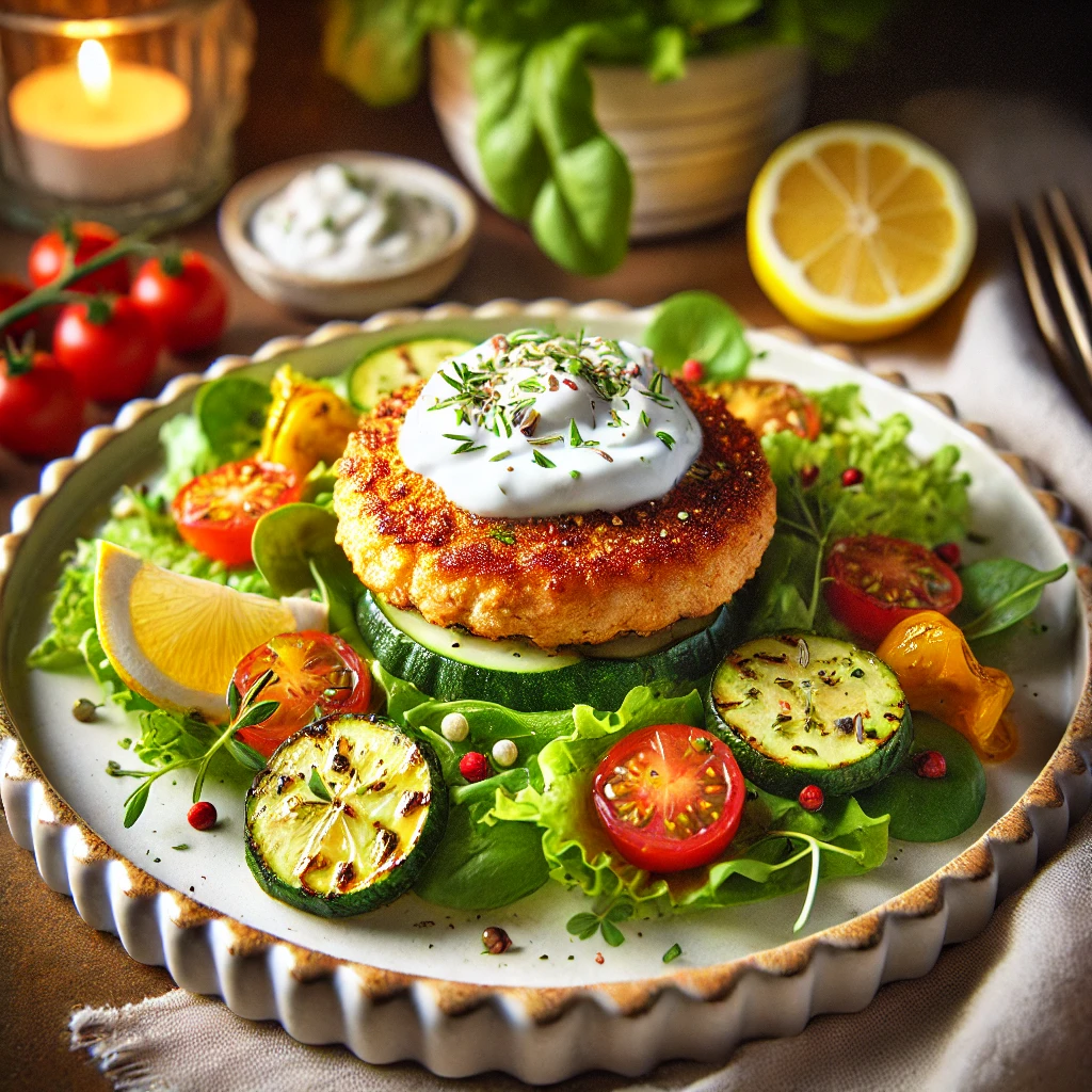 Image of Chicken Burgers with Lemon Garlic Yogurt Sauce