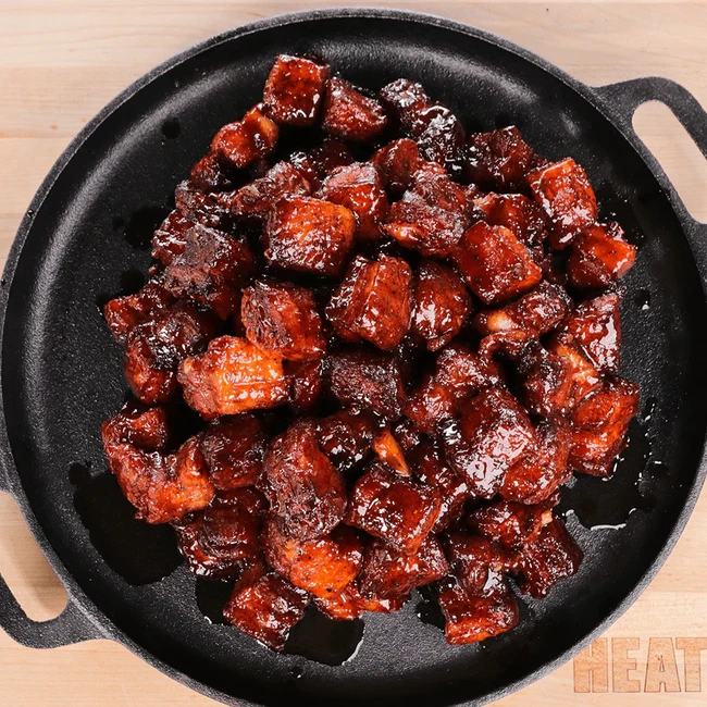 Bourbon brown sugar pork belly burnt ends
