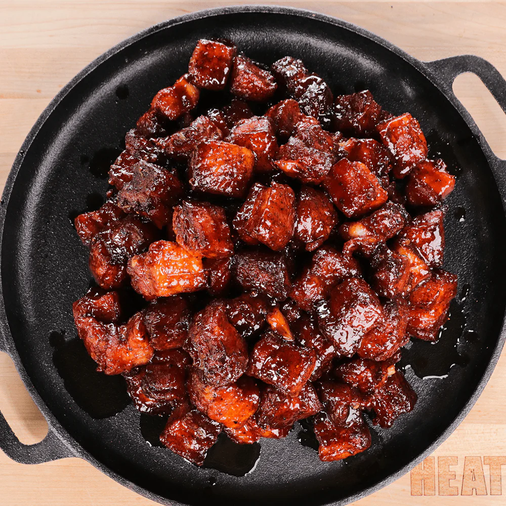 Bourbon Brown Sugar Pork Belly Burnt Ends on the Pellet Grill