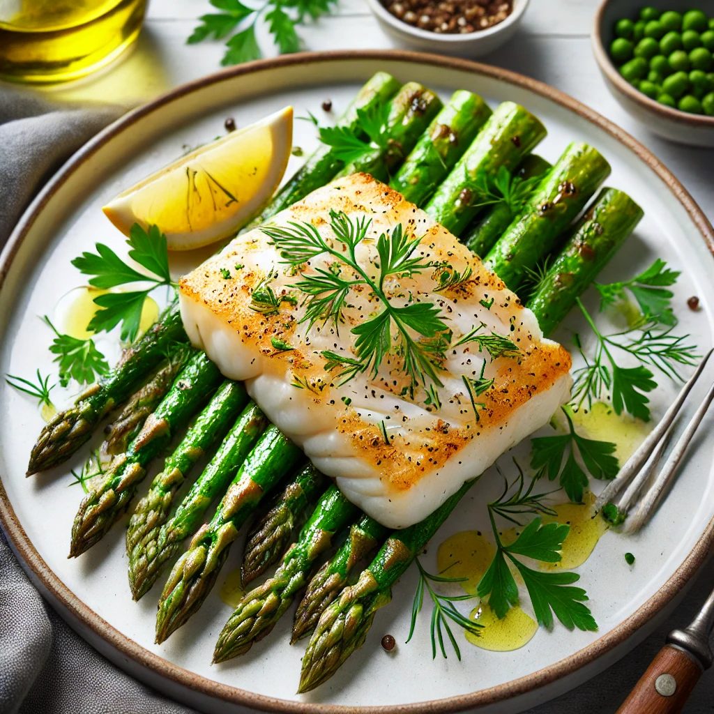 Image of Lemon Herb Cod with Roasted Asparagus